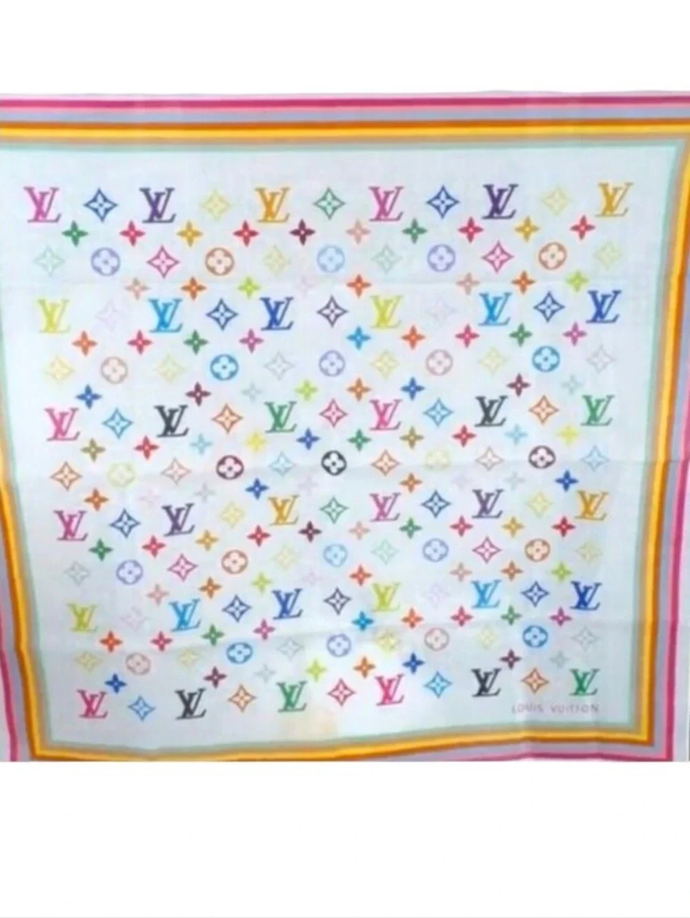 BNIB! RARE! Louis Vuitton X Takashi Murakami Multicolor Monogram Scarf LV X TM